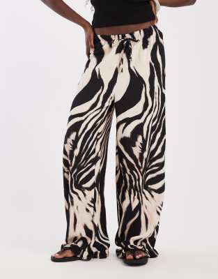 Asos Design Pull On Pants With Frill Hem In Multi