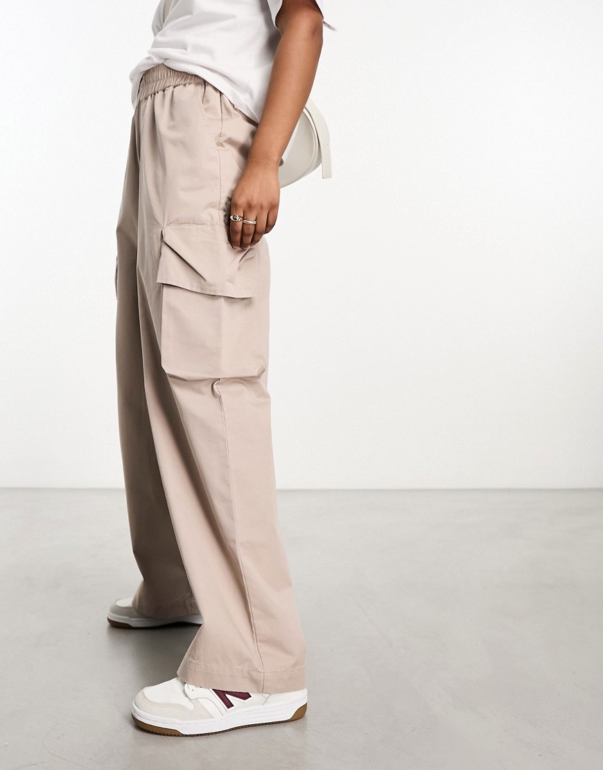 Asos Design Pull On Pants With Pockets In Sand-neutral