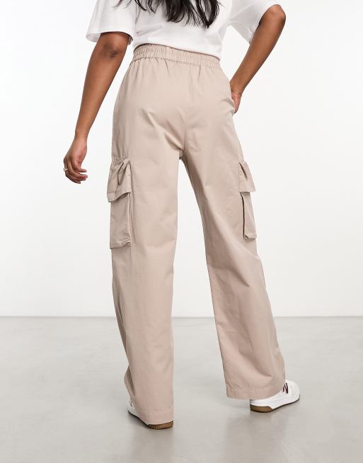 Miss Selfridge baggy twill cargo pants in taupe