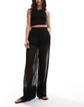 [ASOS DESIGN] ASOS DESIGN pull on pants with sheer overlay in black 4 Black