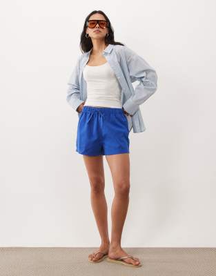 Asos Design Pull On Short In Blue