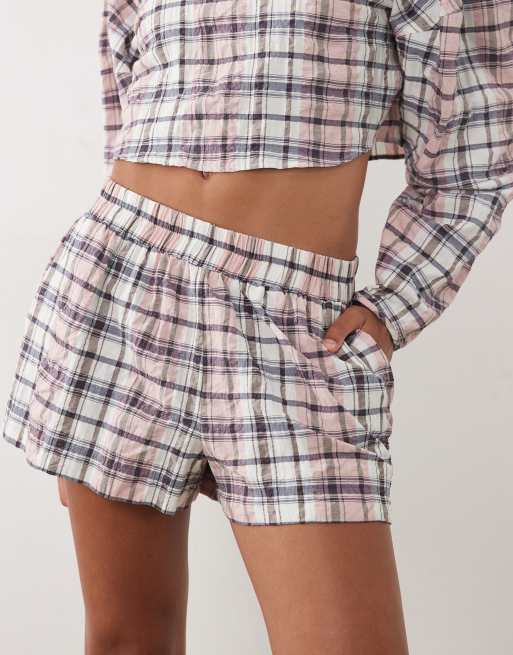 ASOS DESIGN pull on short in pink check, 2 of 5