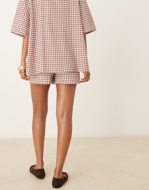 ASOS DESIGN pull on short in pink gingham, 3 of 5