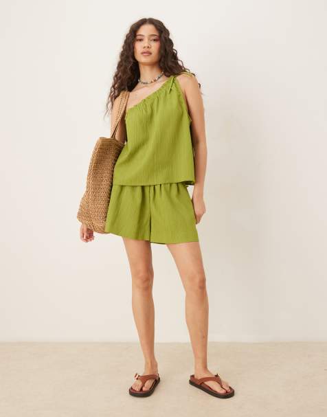 ASOS DESIGN pull on shorts co-ord in lime - view 1