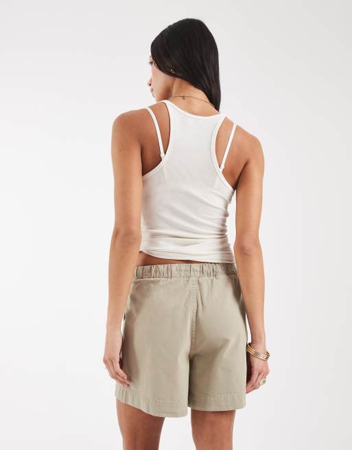 ASOS DESIGN pull on-shorts i khaki, 3 av 5