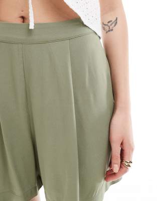 Asos Design Pull On Shorts In Green
