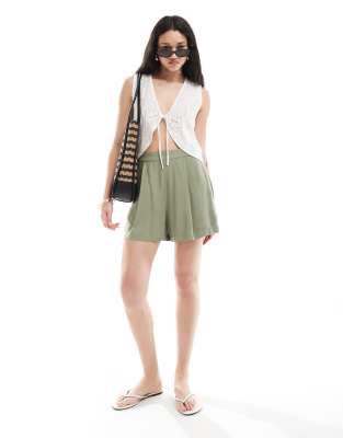 ASOS DESIGN pull on shorts in olive - view 1