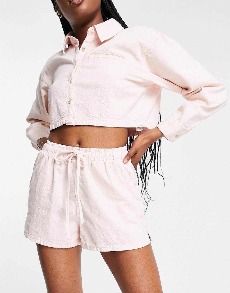 ASOS DESIGN pull on shorts in soft pink co-ord