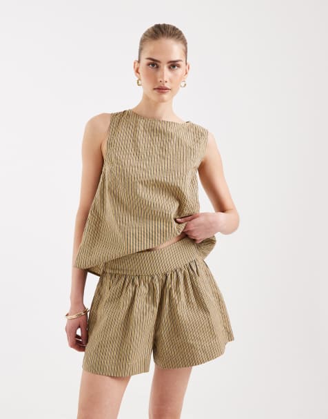 ASOS DESIGN  pull on shorts in yellow stripe - view 1