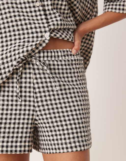 ASOS DESIGN - Pull-on-shorts med monokrome gingham-tern, 5 af 5