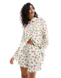 [ASOS DESIGN] ASOS DESIGN pull on shorts with linen in strawberry-Black 10 Strawberry