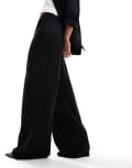 [ASOS DESIGN] ASOS DESIGN pull on slub wide leg pants in black 4 Black