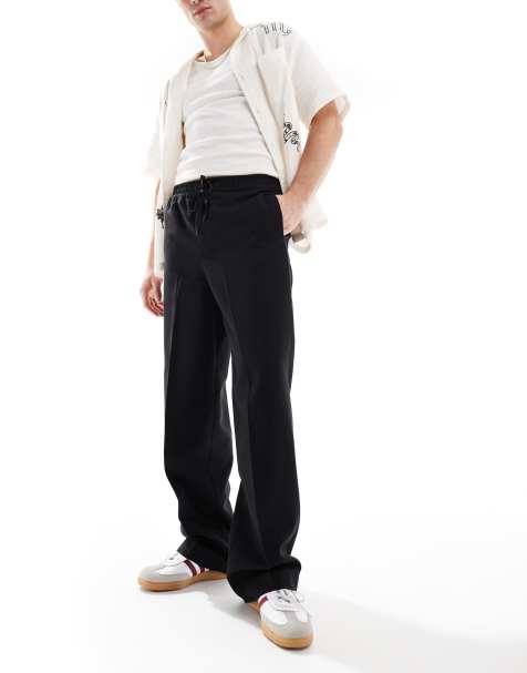 ASOS DESIGN pull on smart wide leg pants in black - view 1