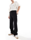[ASOS DESIGN] ASOS DESIGN pull on smart wide leg pants in black W28 L30 BLACK