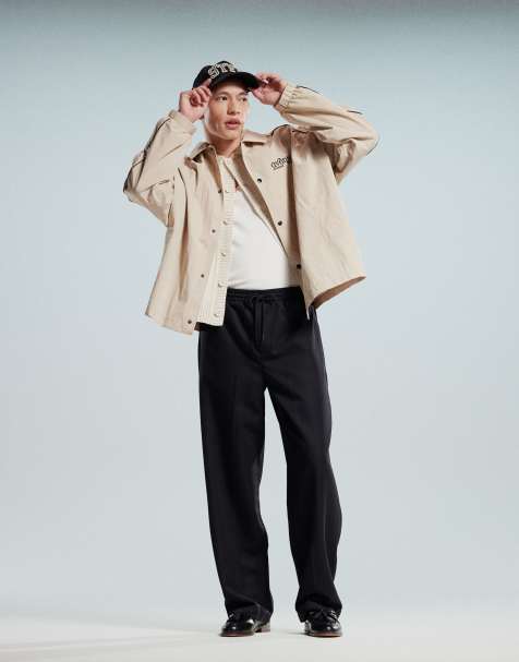 ASOS DESIGN pull on smart wide leg pants in black - view 1