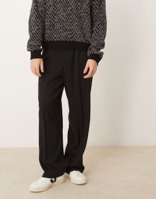 Asos Design Pull-on Smart Wide Leg Pants In Black