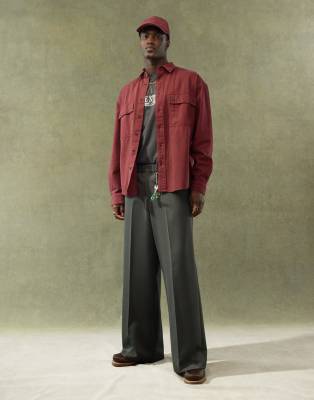 Asos Design Pull On Smart Wide Leg Pants In Gray