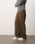 [ASOS DESIGN] ASOS DESIGN pull on smart wide leg pants in dark brown S Dark brown