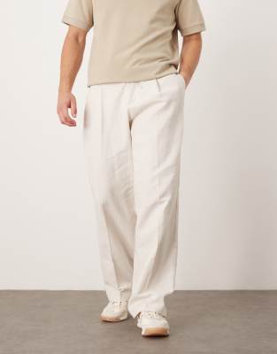 Asos Design Pull On Smart Wide Leg Pants With Front Pleat
