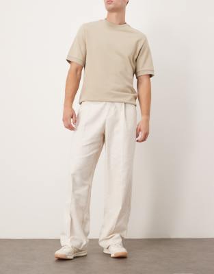 Asos Design Pull On Smart Wide Leg Pants With Front Pleat