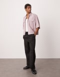 [ASOS DESIGN] ASOS DESIGN pull on smart wide leg pants with hem poppers in black M BLACK