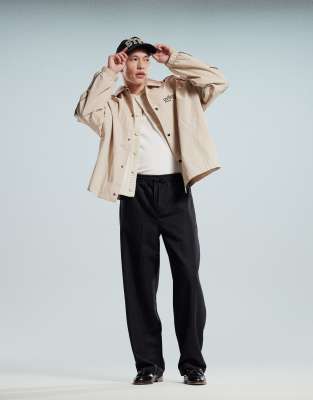 asos ASOS DESIGN pull on smart wide leg trousers in black