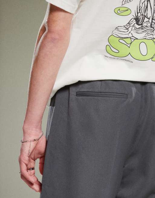 ASOS DESIGN pull on smart wide leg trousers in charcoal