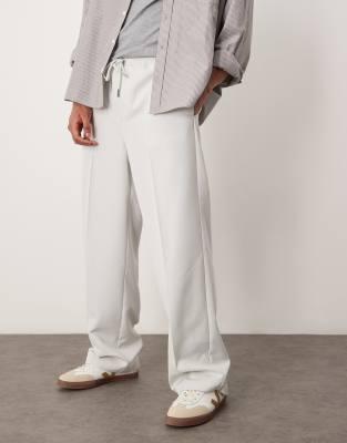 asos ASOS DESIGN pull on smart wide leg trousers in ice grey