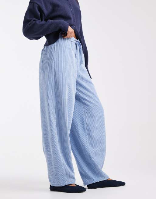 ASOS DESIGN pull on straight leg cord pants in blue