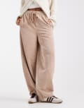 [ASOS DESIGN] ASOS DESIGN pull on straight leg cord pants in taupe-Neutral S Taupe