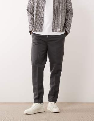 ASOS DESIGN pull on tapered dress pants in charcoal charcoal