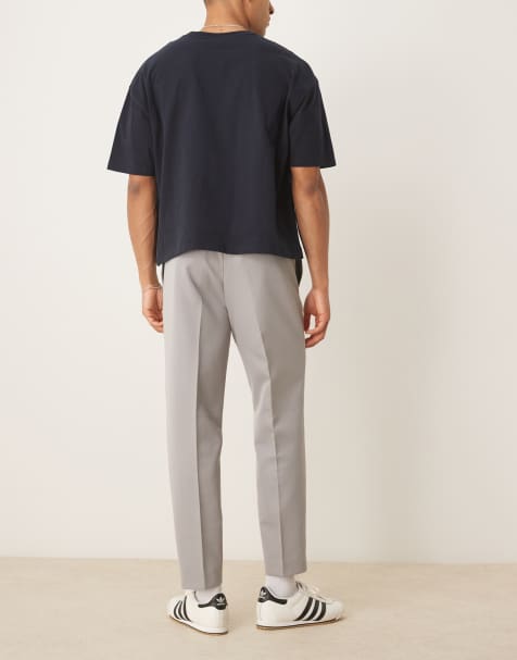 ASOS DESIGN pull on tapered fit dress pants in gray - view 1