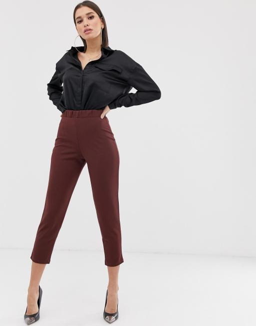 ASOS DESIGN pull on tapered pants in jersey crepe