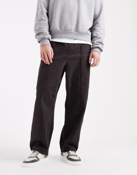 ASOS DESIGN pull-on tapered pintuck pants in brown - view 1