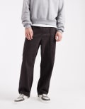 [ASOS DESIGN] ASOS DESIGN pull on tapered pintuck pants in brown S BROWN