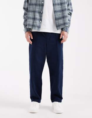 Asos Design Pull-on Tapered Pintuck Pants In Blue