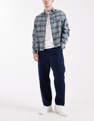 Asos Design Pull-on Tapered Pintuck Pants In Blue