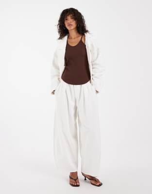 Asos Design Pull On Tie Waist Pants In White