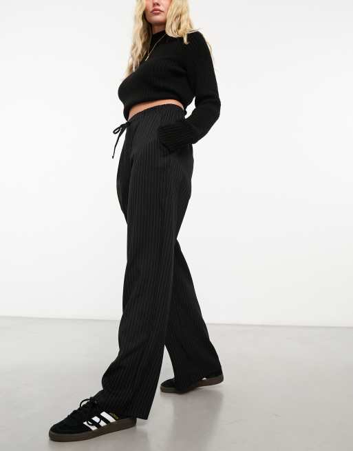 ASOS DESIGN pull on trouser in black stripe