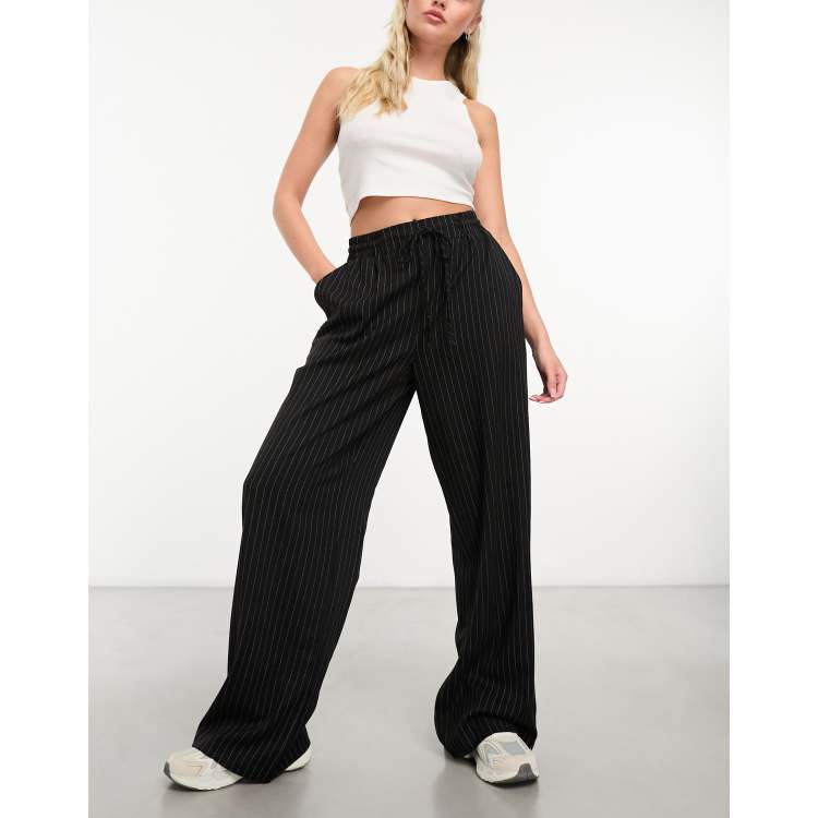 White and black striped hot sale trousers