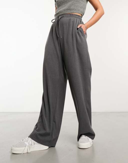 ASOS DESIGN pull on trouser in grey stripe