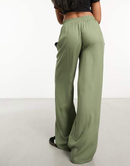 ASOS DESIGN pull on trouser in khaki