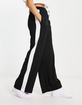 ASOS DESIGN pull on trouser with contrast panel in black