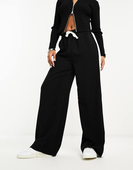 ASOS DESIGN pull on trouser with contrast panel in black, 4 of 4
