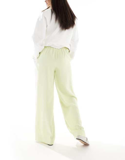 ASOS DESIGN pull on trousers with contrast panel in lime, 3 of 5