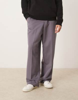 Asos Design Pull On Wide Leg Dress Pants In Gray