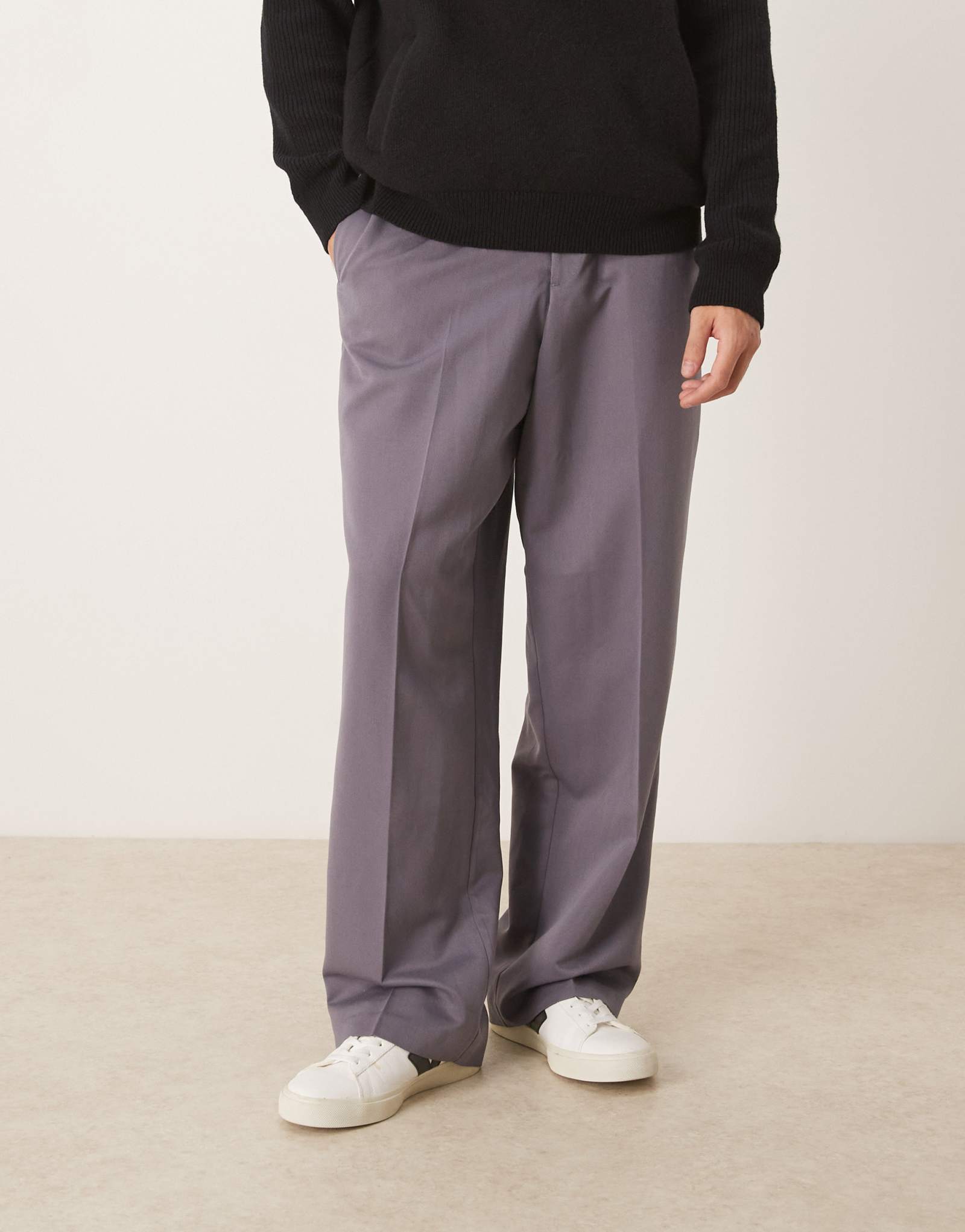 ДИЗАЙНЕРСКИЕ брюки ASOS с широкими штанинами серо фиолетового цвета