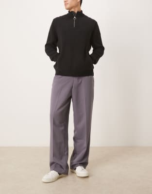 Asos Design Pull On Wide Leg Dress Pants In Gray