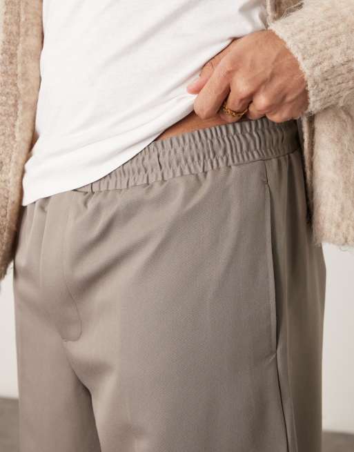 ASOS DESIGN pull on wide leg dress pants with hem snaps in