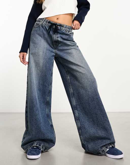 Wide Leg Pull-On Jeans